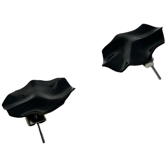 Vintage Black Circle Post Earrings - Picture 7 of 9